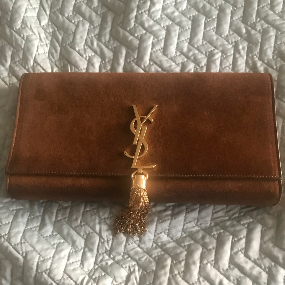 YSL suede hand clutch